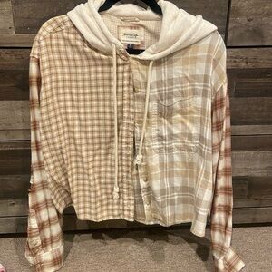 Plaid Button-Up Hoodie